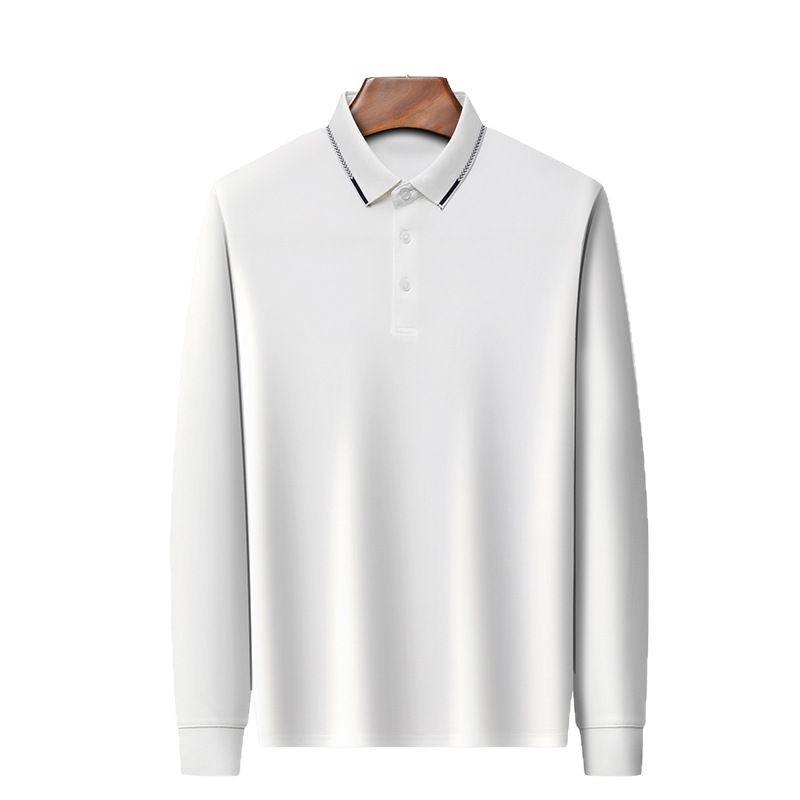 Men'S Long Sleeve Lapel Polo Shirt Casual Solid Color Bottom T-Shirt Business Top