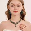 Beaded Necklace and Earring Set with Rhinestone Chains, Clear Stones, Fashion Jewelry Accessories for Women