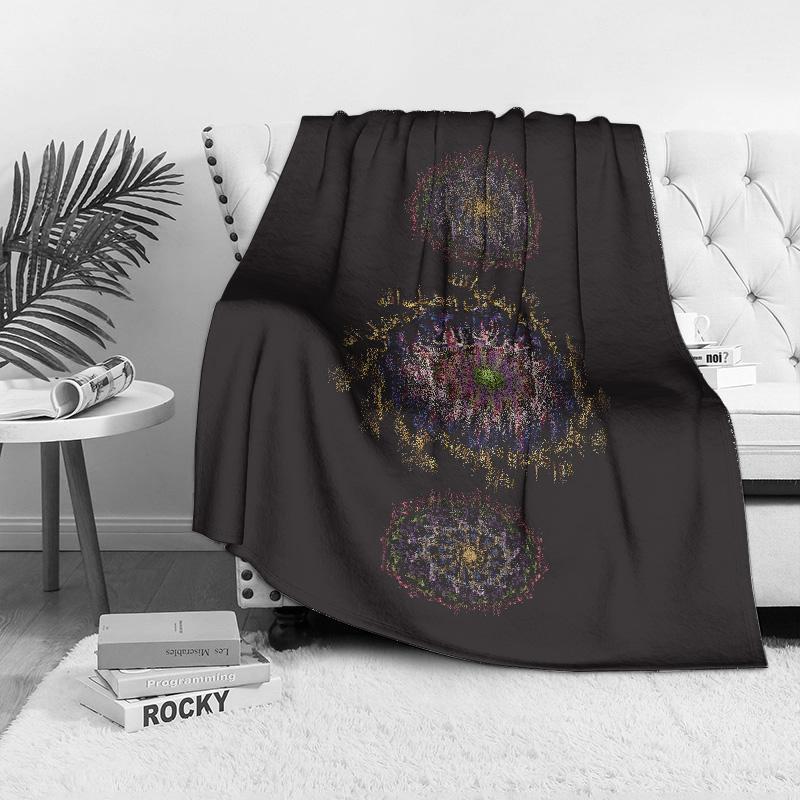 Colorful Floral Mandala Print Blanket - Geometric Pattern Throw Blanket for Sofa Bed Couch Decoration Gift