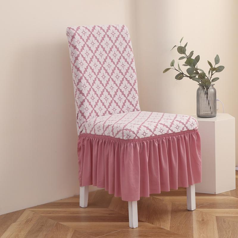 Jacquard Chair Covers Dining Chairs Skirt, Washable Removable Protective Cover Suitable for Family Banquets and Weddings
