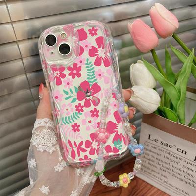 Flower Chain Lanyard  Clear Phone Case for Huawei Honor 90 Lite 20 50 SE Nova 5T 11 7 9 10 P30 P40 Mate 30 40 Pro Wavy Cover