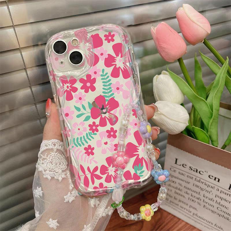 Flower Bracelet Case For VIVO Y19S Y17S Y28S Y03 Y28 Y21 Y19 Y17 Y11 Y20 Y22S Y02S Y76 Y35 Y36 Y50 Y77 Y78 Plus Y33T Y33S Y21S