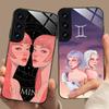 Zodiac Sign Gemini Mobile Phone Case for Samsung Galaxy S26 S25 S24 S23 S22 S21 S20 Note20 Plus FE Ultra Glass Colorful Cover