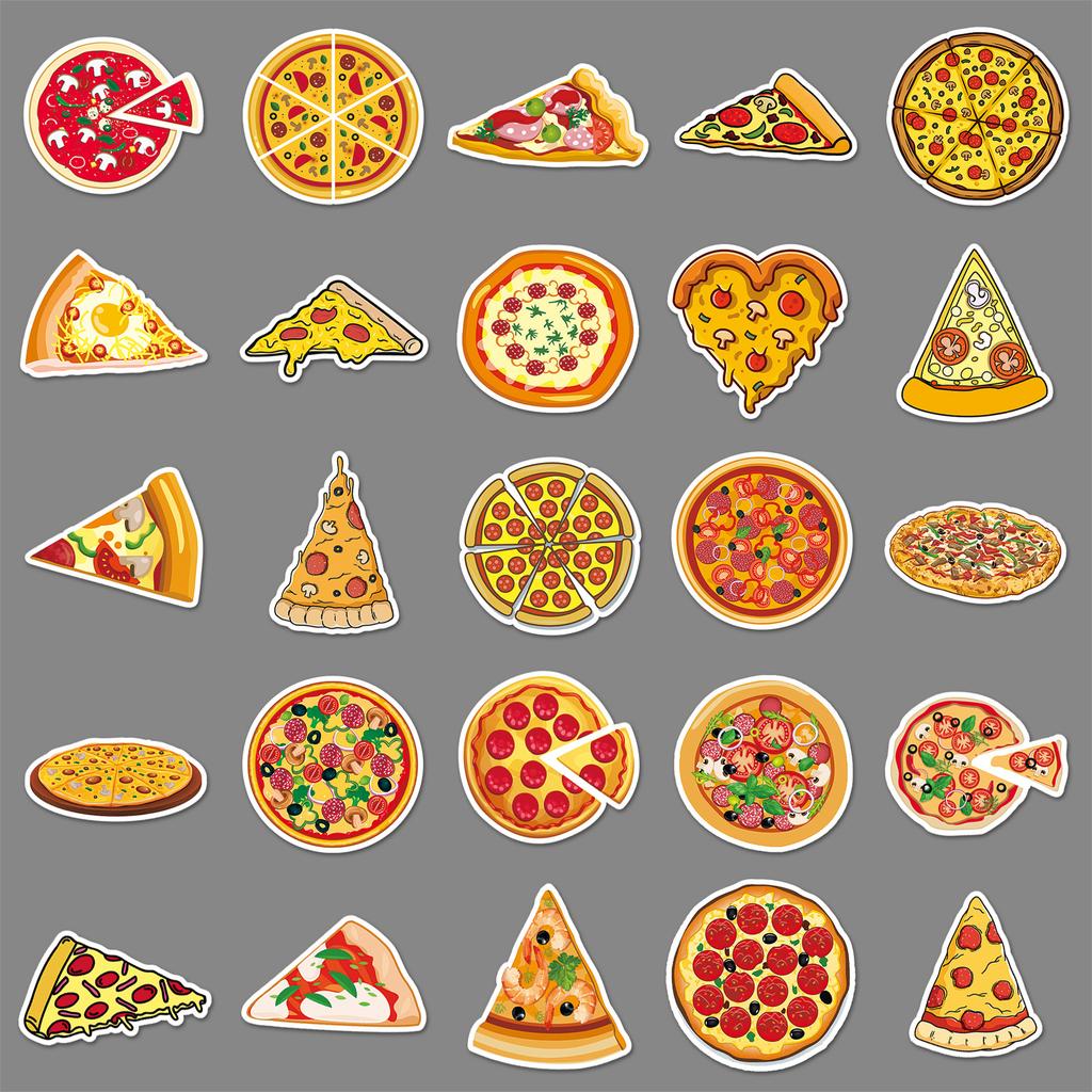 50 Pizza Personalized Cartoon Food Guka Handbook Decoration Guitar Laptop Suitcase Doodle Stickers