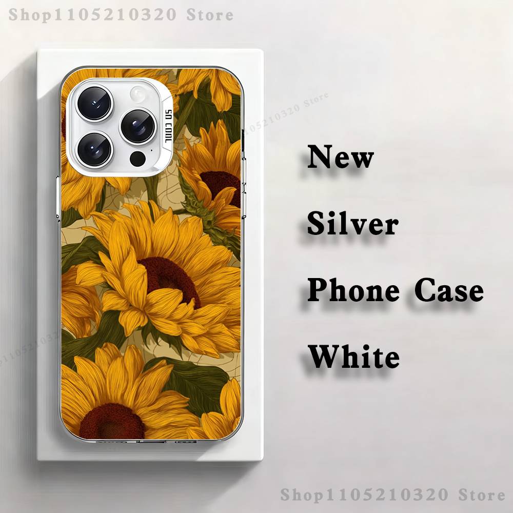Sunflower Art V-Van G-Gogh Phone Case For iPhone 17,16,15,14,13,12,11,Pro,XS,Max,Plus,Mini,SE4,E White Matte Shockproof Cover