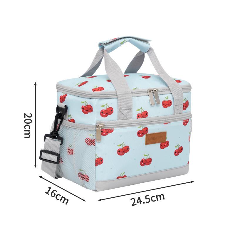 Print Cherry Daisy Insulated Handheld Bag With Leakproof Features Waterproof
