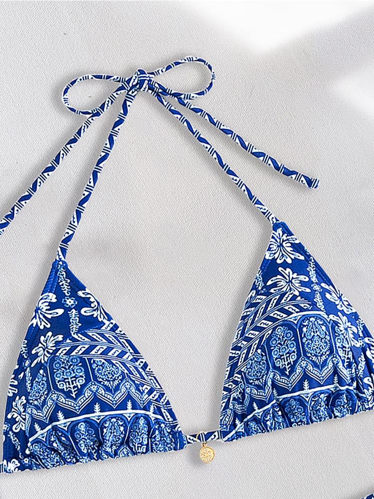 Printed Tie Side Sexy Two Piece Bikini Swimsuit Elegant Fashion For Beach Vacation