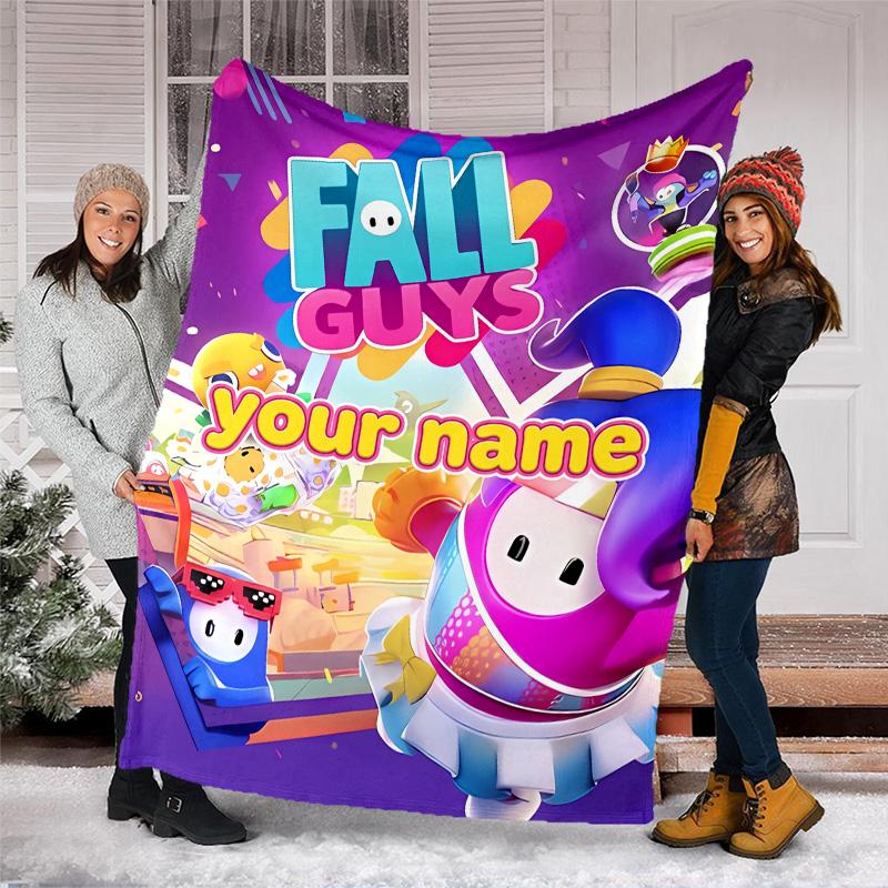 Customiz Name Personality Game Fall Guys Blanket Soft&Warm Office Bed Travel Lunch Break Blanket,Gift All Seasons