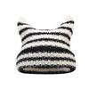 Japanese Streetwear Harajuku Beanie Little Devil Striped Knitted Hat Women Girls Autumn Winter Cute Cat Ears Cap