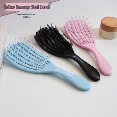 Muschelförmiger antistatischer Haarkamm mit Aussparungen - Flauschiger Styling- & Massagekamm für nasses/trockenes Haar