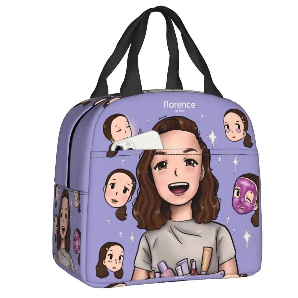 Florence By Mills Izolovaná taška na oběd pro venkovní piknik Nepropustná termotaška Chladicí taška na bento box Ženy Děti Školní tašky na jídlo