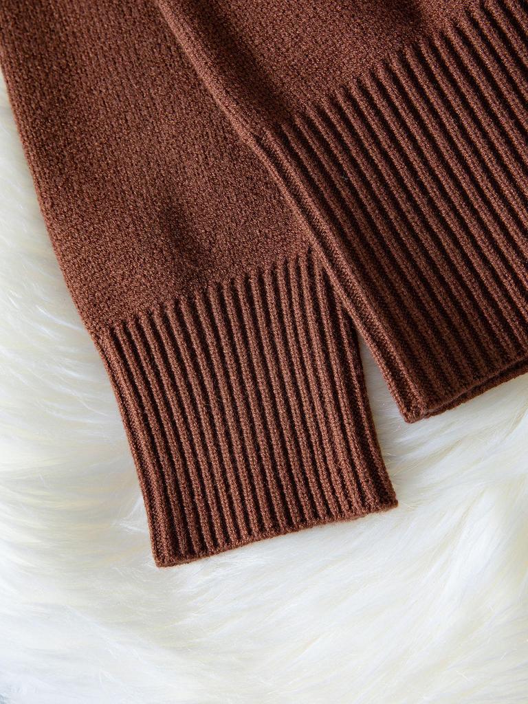 Damen einfarbiger Rippstrick Pullover - Herbst/Winter, Lockerer Schnitt, Rundhalsausschnitt, Lässiger Stil