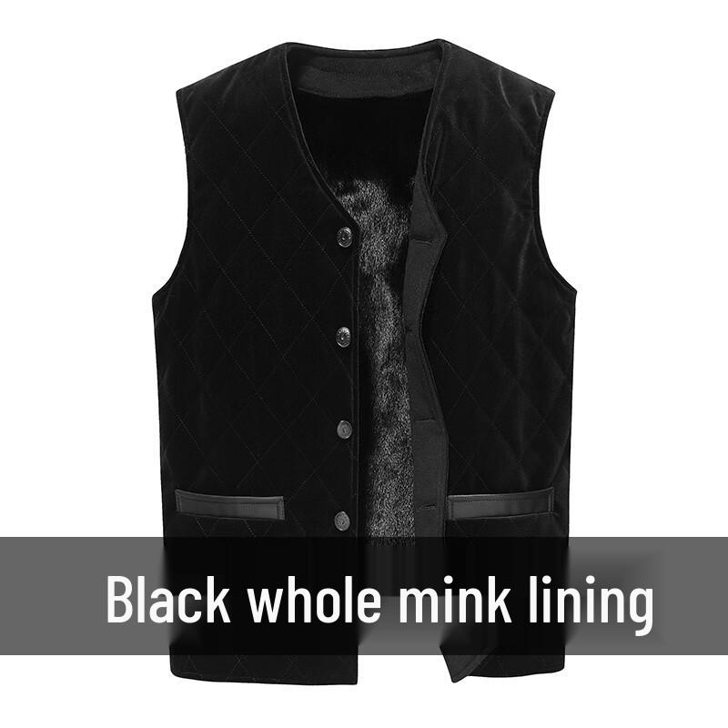 KAISER Men's Premium Mink Fur Lined Vest for Overcoats