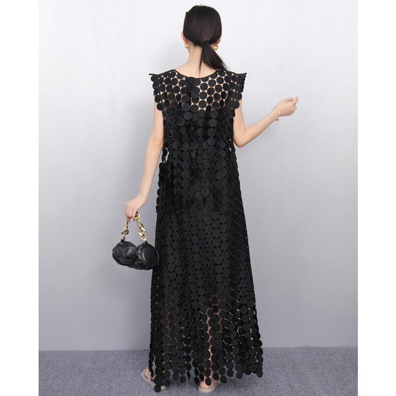 Dimanaf 2025 New Skirt Suit Women Lace Dot Knitting Hollow Out Sexy O-Neck Hollow Summer Style Tops Tees Loose Basic