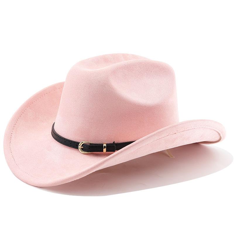 Classic simple belt, western cowboy hat, woolen jazz top hat, men's and women's ethnic style autumn and winter felt hat, big eaves hat
