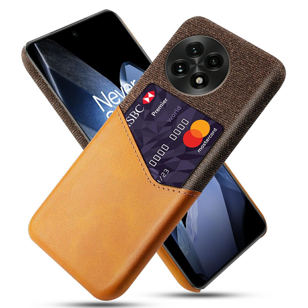 

For OnePlus 13 Case PU Leather Card Slot Cloth Texture Hard PC Phone Cover A