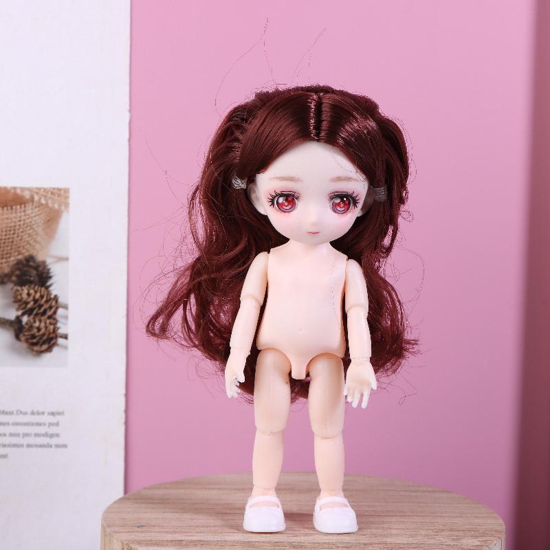 1 Sada Krásná Manga Obličej 16Cm 1/8 Panenky Holé Tělo 3D Skutečné Oči Oblékací Panenka Mini Panenka na Hraní Hračka Děti Dívky Dárek