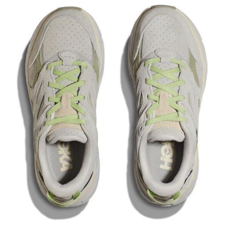 HOKA Clifton L Suede Vaporous Barley Unisex Sneakers Grey 1122571-VSB