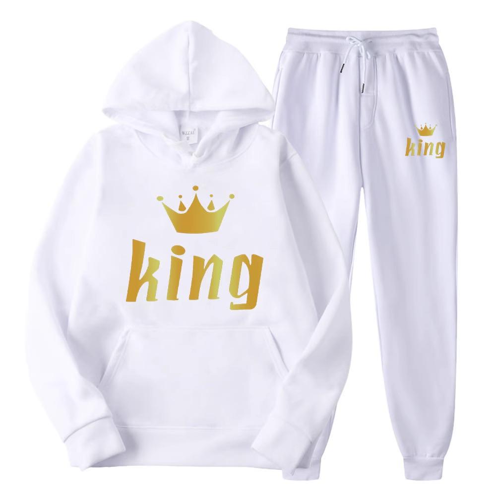 Couple Hooded Sweatshirt Set - Queen & King Band Long Sleeve Sportswear