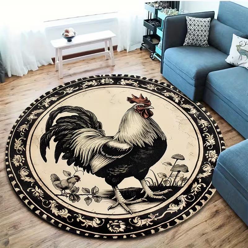 

Round Ice Fire Dragon Yin Yang Area Rug Carpet Fantasy Dragon Print for Gaming Room Bedroom Kids Playroom Gothic Mystic Decor 80cm