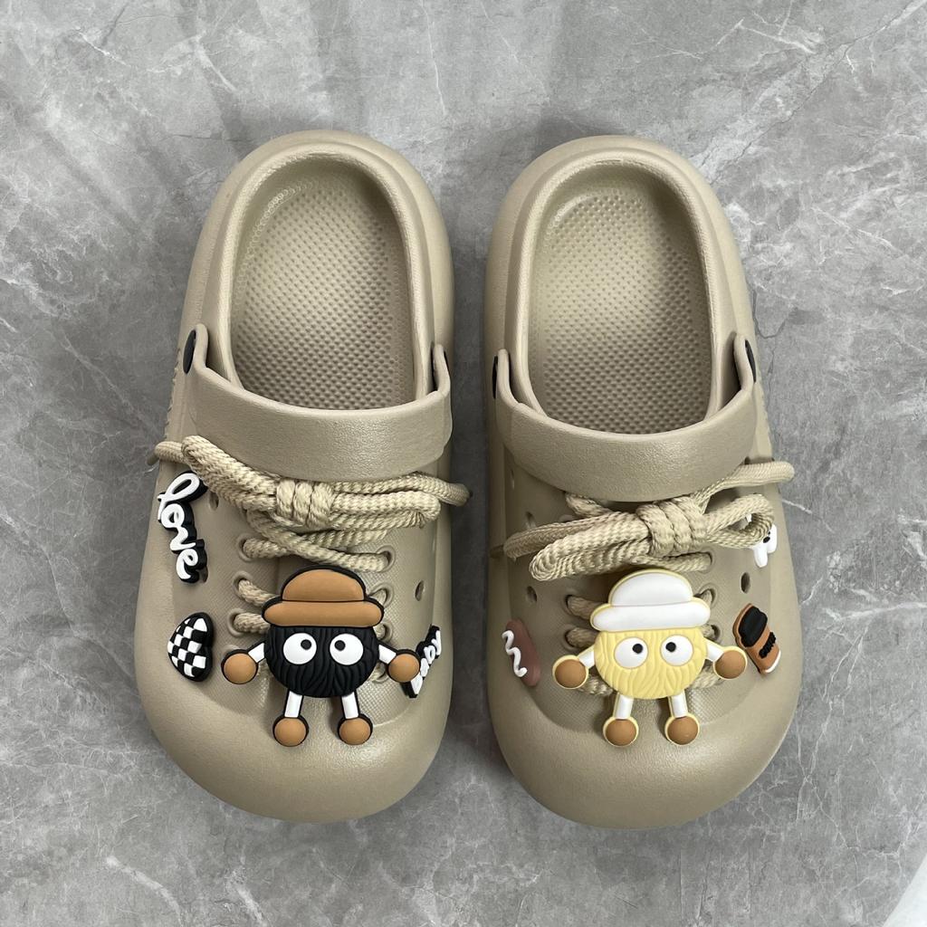 Hole shoes women's summer wear thick-soled non-slip cartoon coal balls beach bag head women's sandals hole shoes