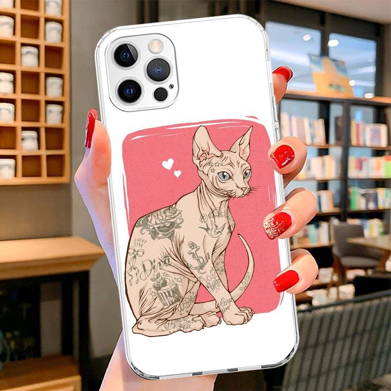 Lavaza Sphynx Sphinx Cat Cover Phone Case For iPhone 16 17 Air 15 14 Pro Max 16E Phone Case 13 Mini 12 11 7 SE 8 Print Pattern F