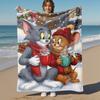 1pc Tom and JerryOutdoor Flannel Blanket Soft Plush Decor for Picnics, camping,Bedroom, Playroom, or Lunch Breakn1207A