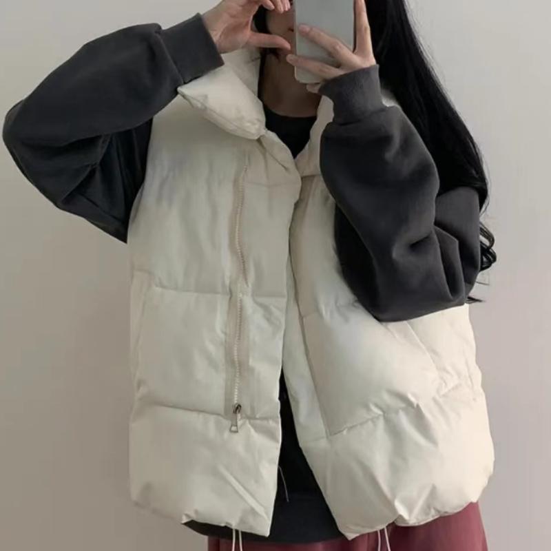 Modă Coreeană Iarnă Veston Cald Căptușit cu Bumbac Femei Guler Înalt Culoare Solidă Versatil Jachetă Casual Drăguță Largă Haine Design Nou