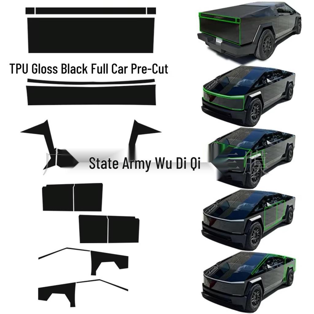 Gloss Black Pre-Cut TPU Protective Film for Tesla Cybertruck