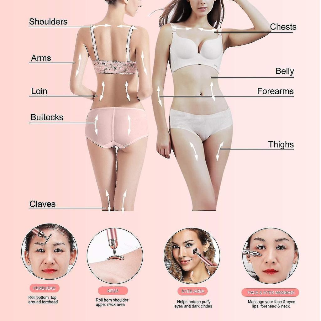 4-in-1 Pulse Facial Massager, Electric Jade Roller Face Massager For Forehead, Cheek, Neck, Eyes, Nose