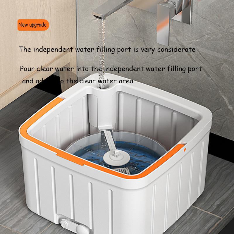 Wet and Dry Bucket Mop Set - 360° Rotating Mop-Head with Extendable Handle Self-Separation for Dirty & Clean Water Bucket Mop