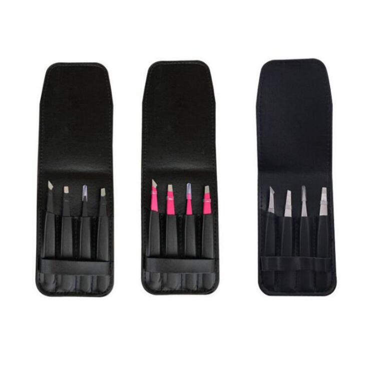 4 Eyebrow Tweezers Set Stainless Steel Eyebrow Clip Stickers Double Eyelid Stickers Tweezers