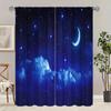 2pcs- Quiet Blue Starry Sky Polyester Curtains, Bathroom, Bedroom, Living Room, and Family Room Decorative Curtains