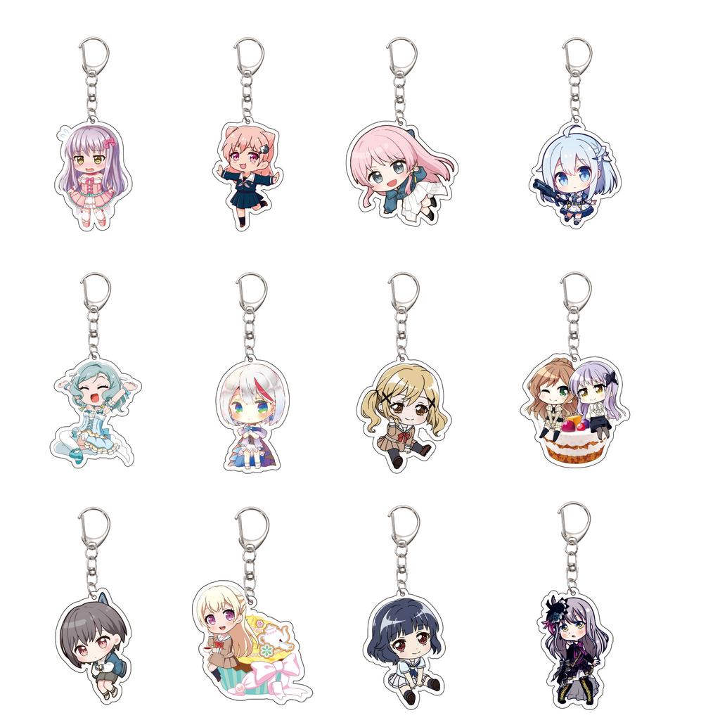 55MM Anime banG Dream Keychain Toyama Kasumi/Saya Yamabuki/Hanazono Tae Key Chain Acrylic Model Plate Christmas Gifts