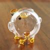 Mini Pig Money Jar Golden Beans Storage Box Transparent Piggy Bank Gold Glass Pig Ornaments Portable Coin Bank Saving Box Gift