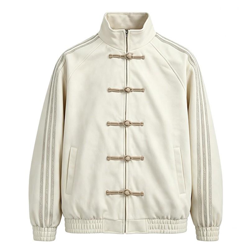 Vintage Chinesischer Knoten Wildlederjacke Unisex Locker Geschnitten Oberbekleidung