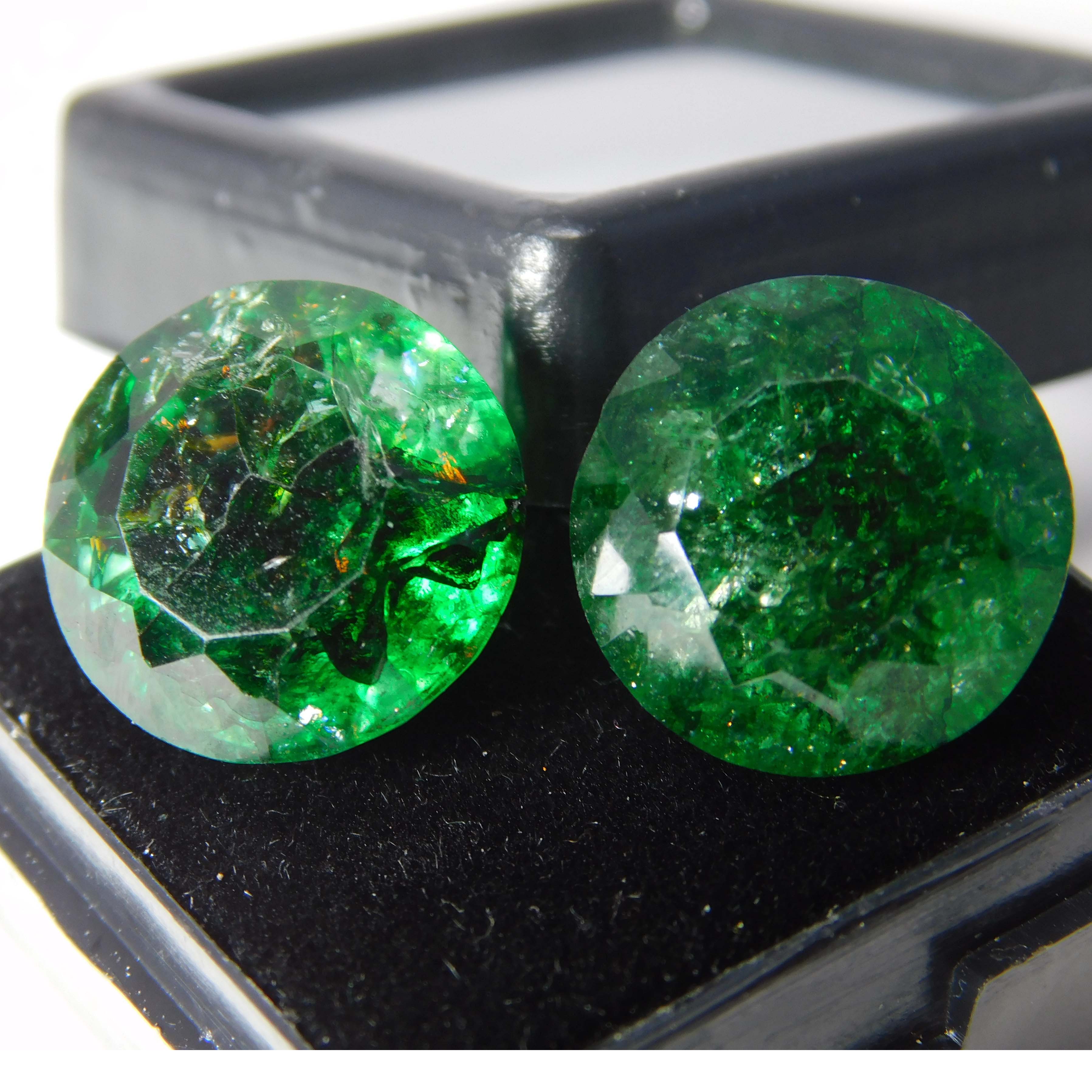 

Natural Green Colombian Emerald 10ct Round Cut Certified Loose Gemstone 13.5 mm approx зелений