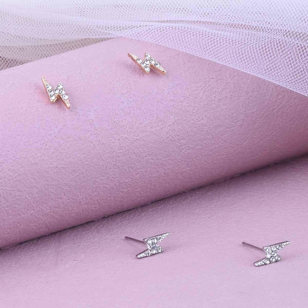 Versatile Zirconia Lightning Stud Earrings for Women - Shiny Mini Diamond Ear Studs