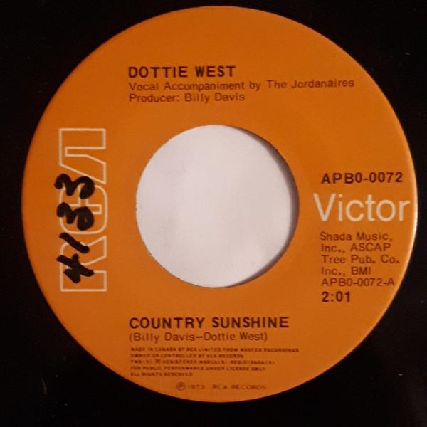

7inch Record DOTTIE WEST - Country Sunshine APB00072 RCA VICTOR 1973 Canada Country/Folk Used