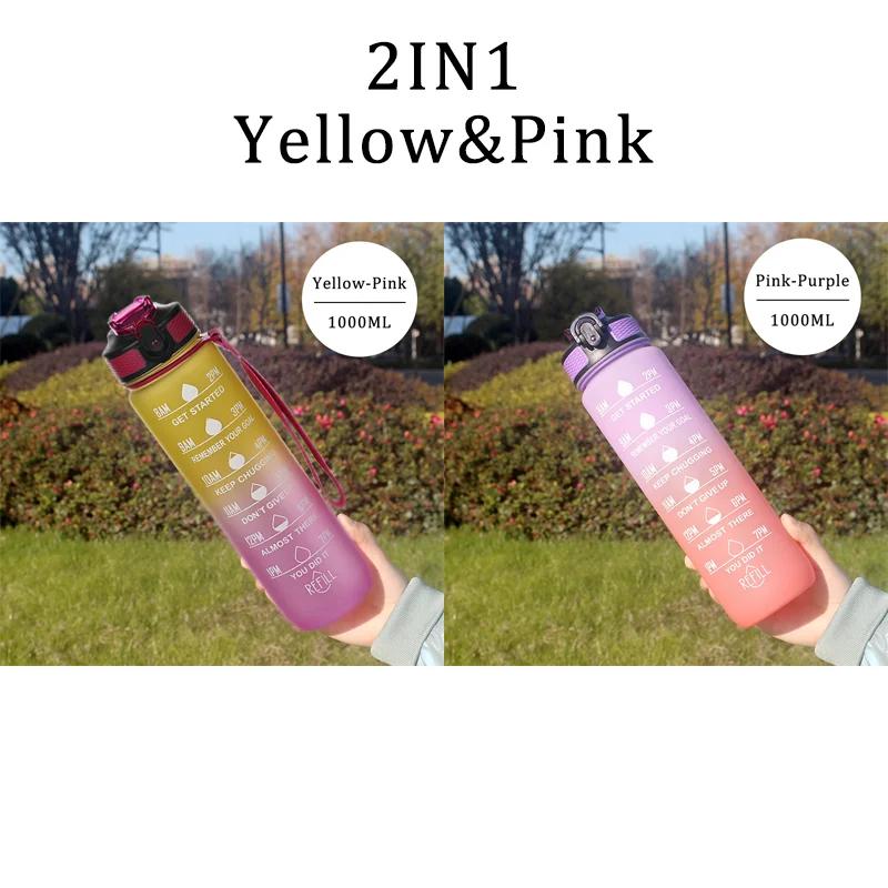 Water Bottle Motivational Sport Water Bottle Leakproof Drinking Bottles Outdoor Travel Gym Fitness Jugs For Kitchen