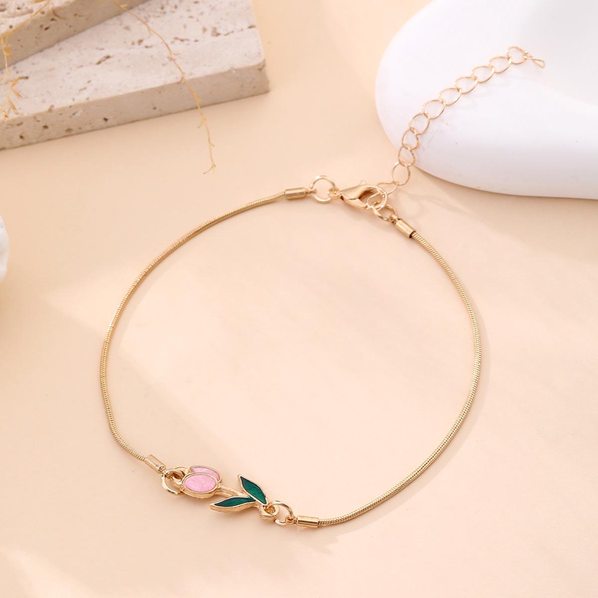 High-End European and American Style Tulip Flower Bracelet for Women - Versatile, Sweet Summer Jewelry