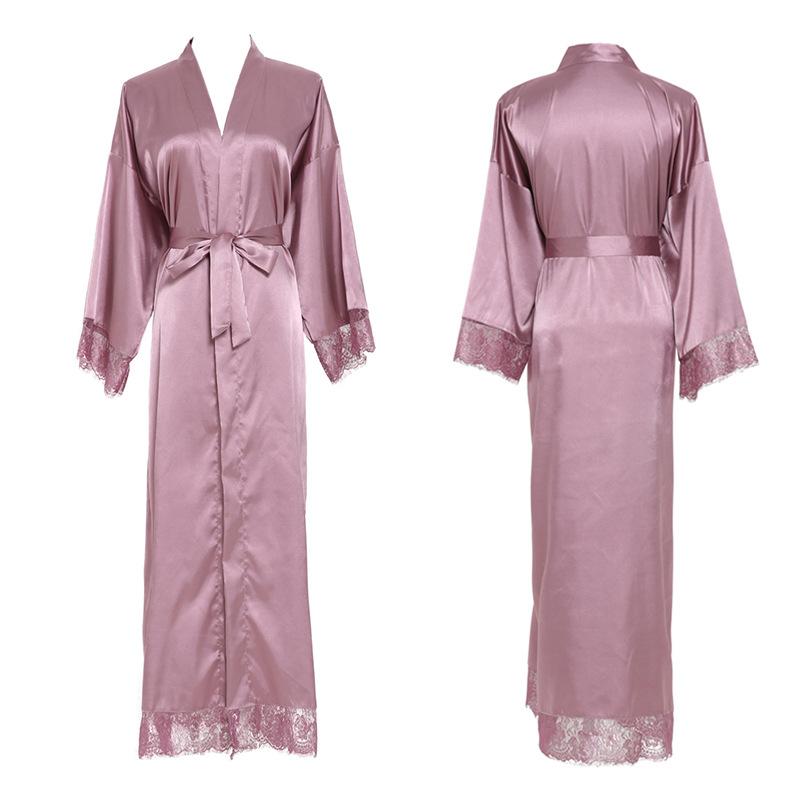 Silk Satin Lace Robes Bridesmaid Bride Wedding Long Bathrobe Womens Robe Lingerie