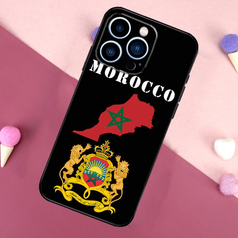 Morocco Flag Coat Of Arms Case For iPhone 15 16 Pro Max 11 12 13 Mini 14 15 Pro Max 15 Plus XR 16e Phone Back Cover