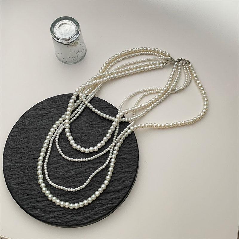French Retro Glass Pearl Multi-Layer Necklace - Elegant, Simple Clavicle Jewelry