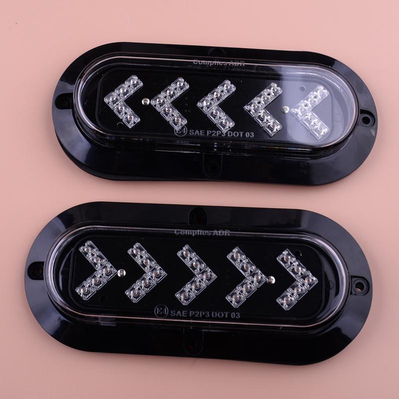 2Pcs 12-24V Clear Lens Amber LED Car Truck Trailer Oval Side Marker Turn Signal Light Lamp