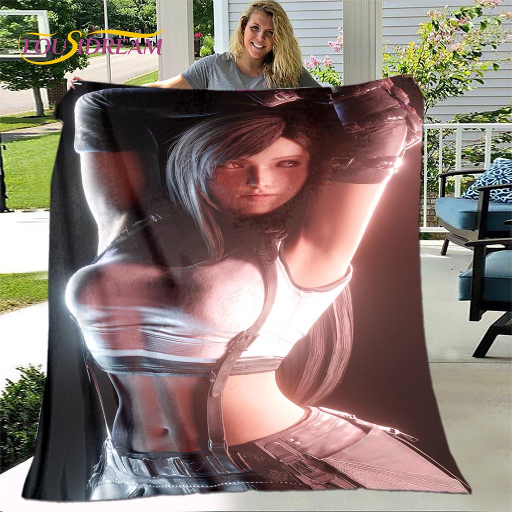Tifa Aerith Sexy Girl Lace Anime Soft Plush Blanket,Flannel Blanket Throw Blanket for Living Room Bedroom Bed Sofa Picnic Cover