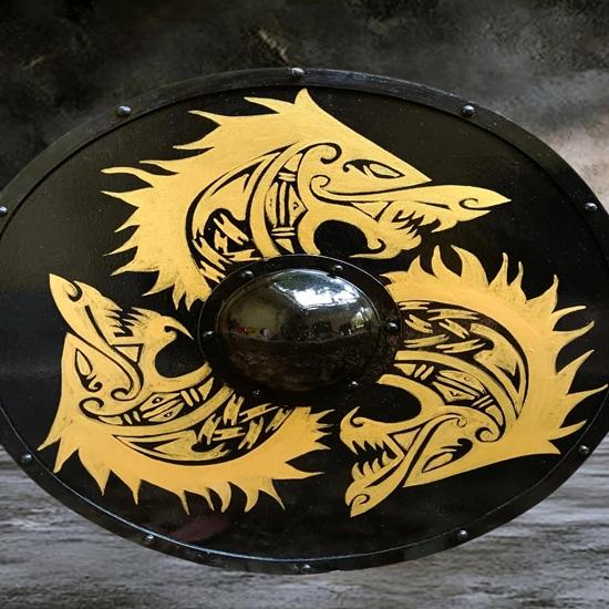 60.96 cm Black Wooden Viking Shield Warrior Shield Ancient War Round Shield Best Gift Decorative