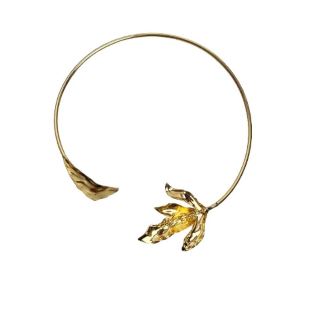 Gold and Silver Maple Leaf Choker Necklace 3D Exaggerated Choker Open Collar Necklace for Women