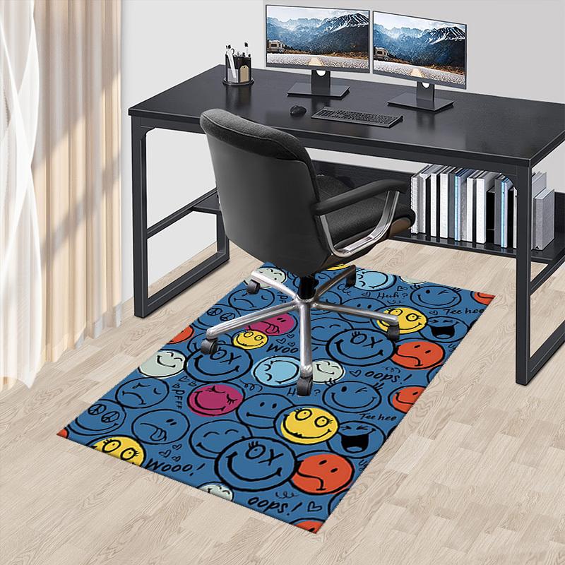 

1pc Smiley Face Chair Mat - Anime Cartoon Design, Anti-Slip Office Rug for Home Decor, Suitable for All Seasons, Perfect Gift for Office and Gaming Ro 60cm by 90cm