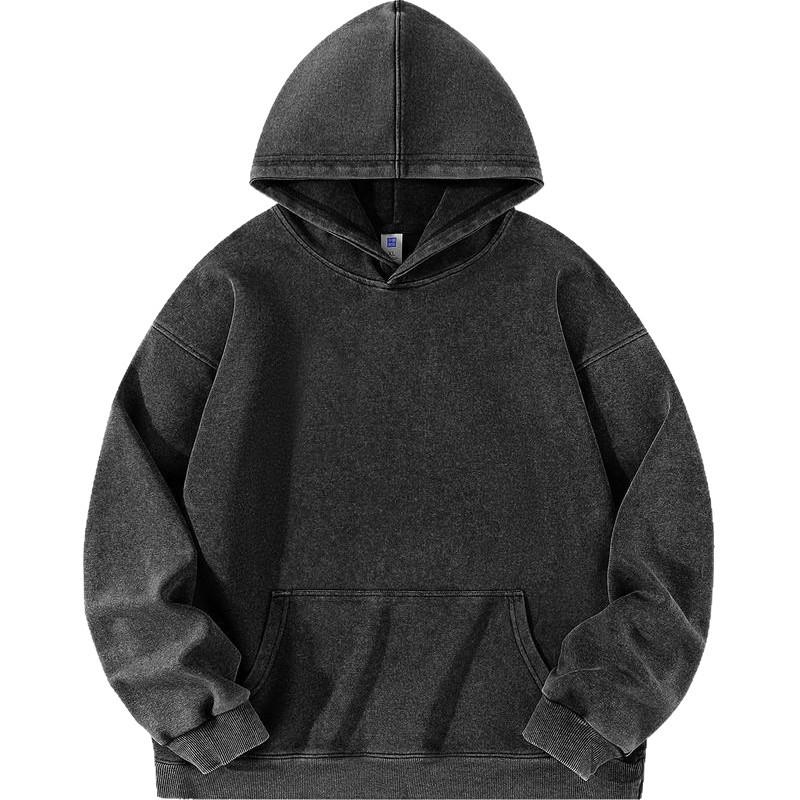 Trendy Retro Washed Distressed Drop Shoulder Hoodie Jacket